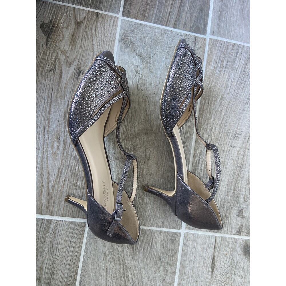 Paradox London Nora Pewter Silver Peep Toe Pumps Glitter 9W EU 40W Comfort - Picture 3 of 7